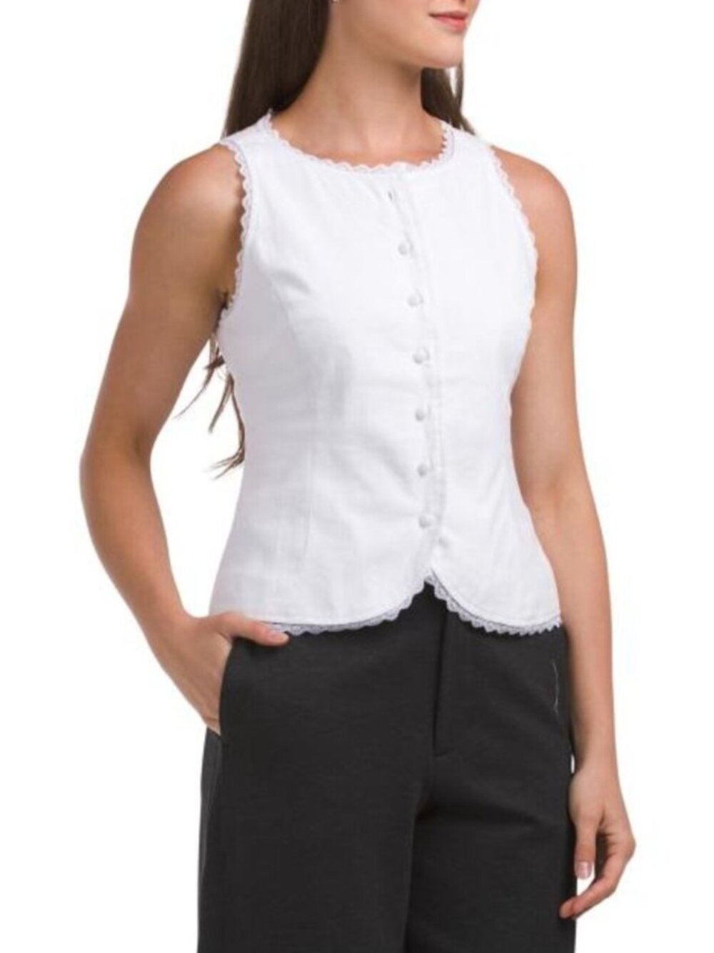 LAURA ASHLEY Linen Blend Vest